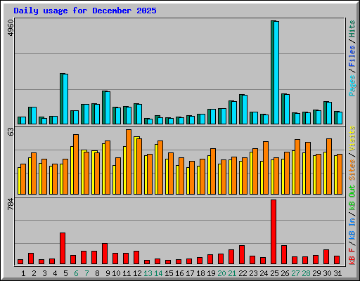Daily usage for December 2025